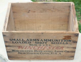 Vintage Winchester Small Arms Ammunition Wood Crate Shot Shell