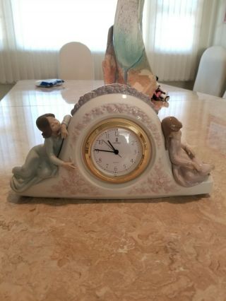 Vintage Lladro 5776 12 " Two Sisters Clock - Retired - Needs Battery O/w