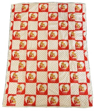Vintage Little Orphan Annie Sandy Twin Comforter Blanket Room Decor Red White