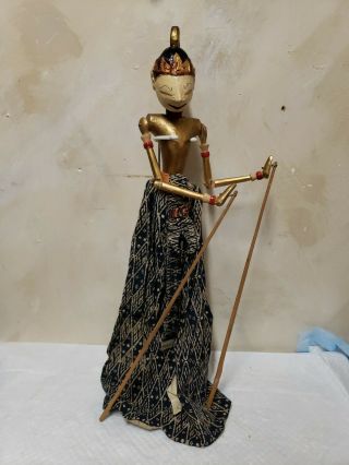 Vintage Hand Made Wayang Golek Indonesian Java Bali Wooden Stick Shadow Puppet