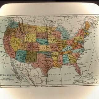 Vtg Underwood Magic Lantern Glass Slide Photo Political Map Of The United States