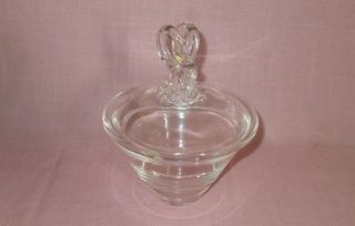 Vintage Steuben Art Glass Clear Crystal Rams Head Covered Candy Dish Bowl 6.  75 "