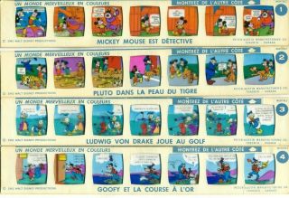 Rare 1961 Walt Disney 27 Color French Projector Slides Mickey Pluto Goofy Donald