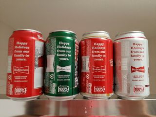 Budweiser Happy Holidays Clydesdales 12oz Beer cans.  Empty.  Complete set of 4. 2
