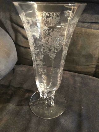 Vintage Fostoria 2470 Ftd Crystal 9 5/8 Navarre Etched Vase 1937 - 1982
