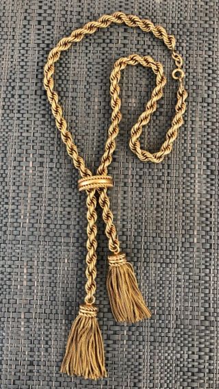 Stunning Vintage Gold Filled Rope Chain Tassel Necklaces