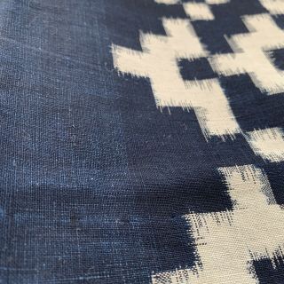 Japanese Vintage Boro Textile Kasuri Ikat Indigo Blue Cotton 58.  3 X 13 Inches
