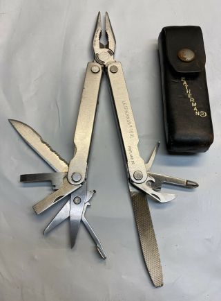 Vintage Leatherman Pst Ii Multi - Tool Scissors Serrated Blade Sheath Fisherman