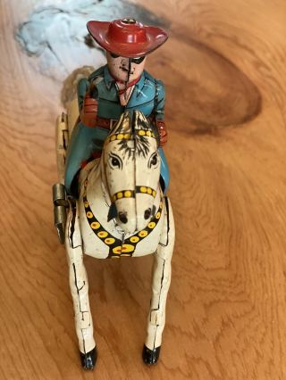 Vintage Tin Wind - Up Cowboy On Horse Made In Japan -