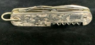 Vintage Sterling Silver Oriental 8 Blade Pocket Knife 2