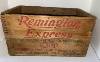 Vintage Remington Wood Ammo Crate Dovetail Box 20 Gauge Extra Long Range Express