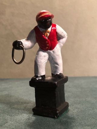 Miniature Solid Cast Black Jockey Lawn Figure 3 1/2 inches,  hard to find 2