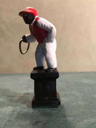 Miniature Solid Cast Black Jockey Lawn Figure 3 1/2 inches,  hard to find 3