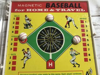 Vintage 70s 80s American Magnetic Baseball Spinner Game Toy,  W Case 3 Balls