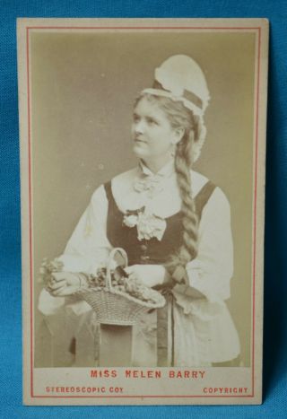 1870s Cdv Carte De Visite Photo Miss Helen Barry Actress London Stereoscopic Co