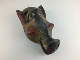 Vintage African Wood Mask Mandrill Baboon Monkey Hand Carved Painted Guinea