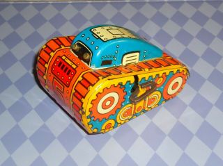 Vintage Marx 5 Rollover Tin Litho Wind - Up Tank Great Piece