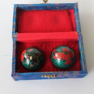 Vintage Chinese Baoding Exercise Stress Relief Meditation Balls With Chest Box