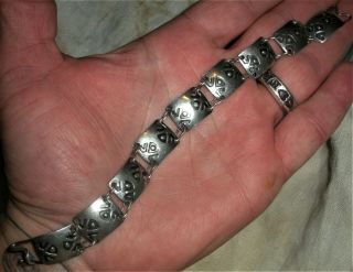 Vintage C.  1960 Navajo Stamped Sterling Silver Bracelet Great Design Vafo