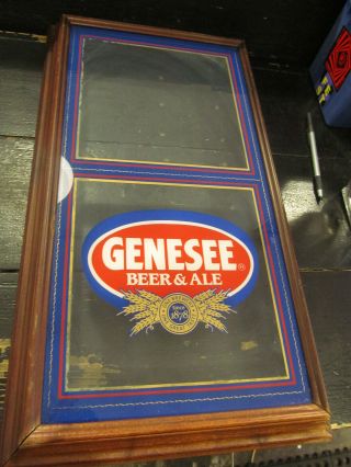 Vintage Genesee Beer & Ale Bar Sign Glass Wood Rochester Ny Brewery