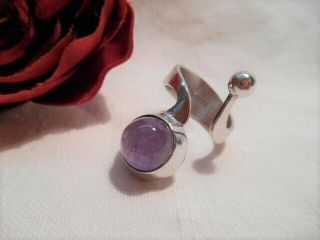 Vintage Modernist Finland?? Sterling Silver And Amethyst Ring,  1970 