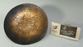 Vintage Pacific Northwest Native Harold Alfred Kwakiutl Nation Copper Sun Dish