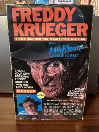 Vtg 1987 Freddy Krueger 3d Make Up Kit W Hat A Nightmare On Elm Street Complete