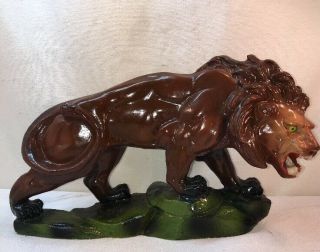 Vtg 1940 - 50’s Chalkware Carnival Prize Lion King Of The Jungle Statue Figurine