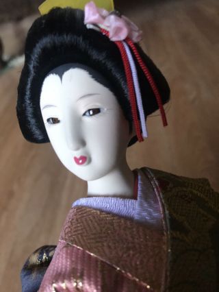 Vintage Japanese Yamaha Figurine Geisha Doll W/ Brocade Kimono 17 " Tall