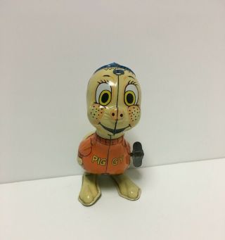 Vintage Tin Wind - Up Toy Marx Piggy