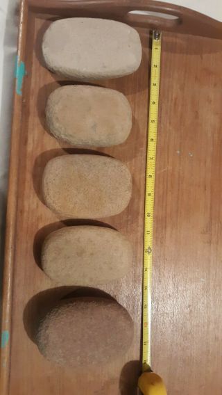 Native American Indian Artifact (5) Mano Metate Grinding Corn Stone Oval