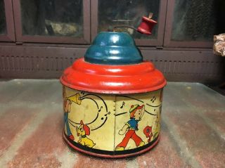 Cranking Music Maker Tin Toy By Ohio Art Co Bryan.  O.  Usa Vintage 1940?works
