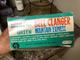 Vintage Train Locomotive Toy Made In Taiwan “bell Clanger Green Mountain Expres