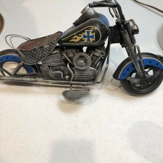 Motorcycle Vintage Collectible Handmade Metal Tin Model Harley Davidson 15 "