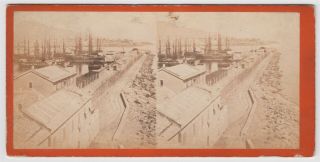 Italy Stereoview - Genova And A View Of Port From Near The Lighthouse By C.  Degoix