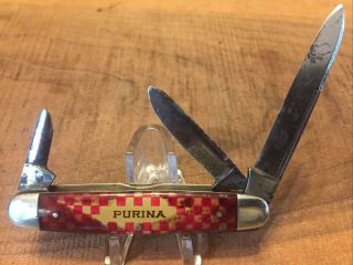 Vintage Remington UMC Purina 3 Blade Folding Pocket Knife - PURINA Advertising 3