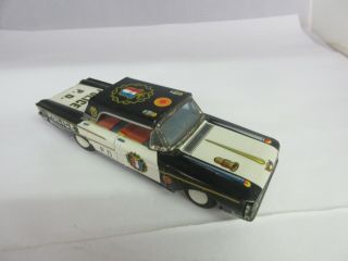 Vintage Tin Friction Driven Police Car Toy Car 124