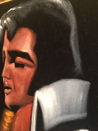 Vintage Elvis Presley Velvet Painting 24” x 18” Artist: Rafa Wood Frame 3