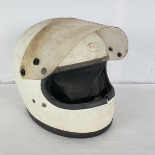 Vintage White Bell Star Ii Motorcycle Car Racing Helmet Chopper 70 