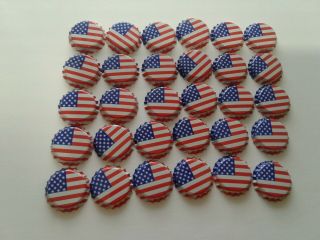 30 Us American Flag Beer Cider Bottle Caps Tops Arts Crafts Jewelry