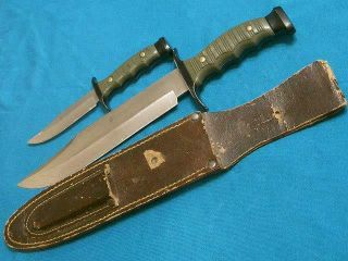 Vintage Alce Muela Spain Hunting Skinning Survival Bowie Knife Set Knives Sheath