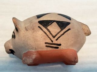 Vintage Signed EC Santo Domingo Kewa Pueblo Pottery Pig Mexico with Rattle 2