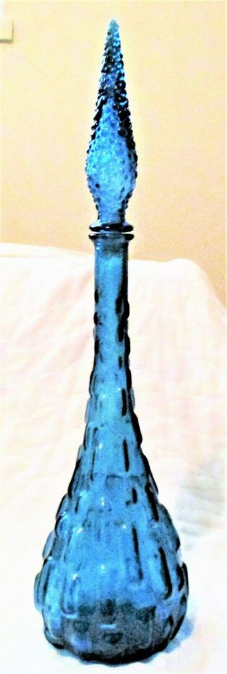 Vintage MCM Barware Genie Bottle Decanter Aqua Blue 22 