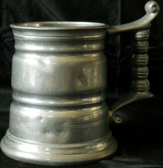 A Vintage Traditional English Pewter Pint Tankard Made In Sheffield