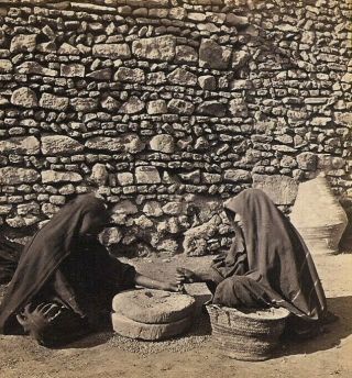 Women Grinding Corn Cairo Egypt Frank M.  Good 1860s Middle Eastern Stereoview Sv
