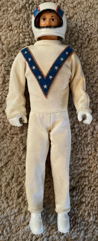 Rare Vintage Evel Knievel Action Figure Stunt Cycle Doll With Helmet,  1970s Toy