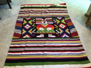 Vintage Native American Wool Blanket Wool 75 X 52