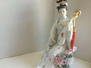 VTG Japanese Asian Geisha Lady porcelain figurine statue doll Musician Lute 2