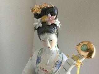 VTG Japanese Asian Geisha Lady porcelain figurine statue doll Musician Lute 3