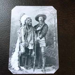 Buffalo Bill And Sitting Bull B&w Tintype C720rp